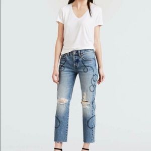 Levi’s distressed cotton 501 crop Birthday Bae 30